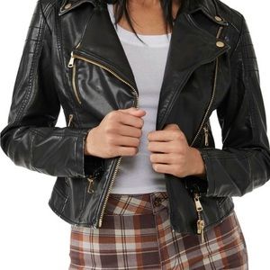 FREE PEOPLE HARRIET HOODED VEGAN LEATHER JACKET